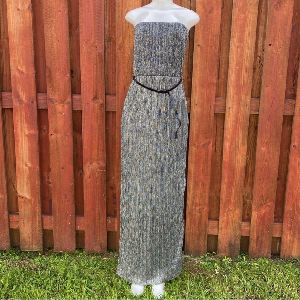 Chic Strapless Black and Silver Women's Dress Size L